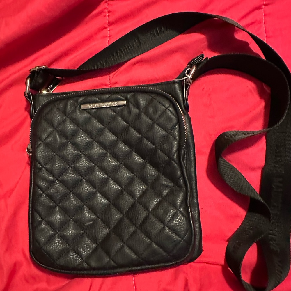 Steve Madden Black Diamond Quilted Leather Bag